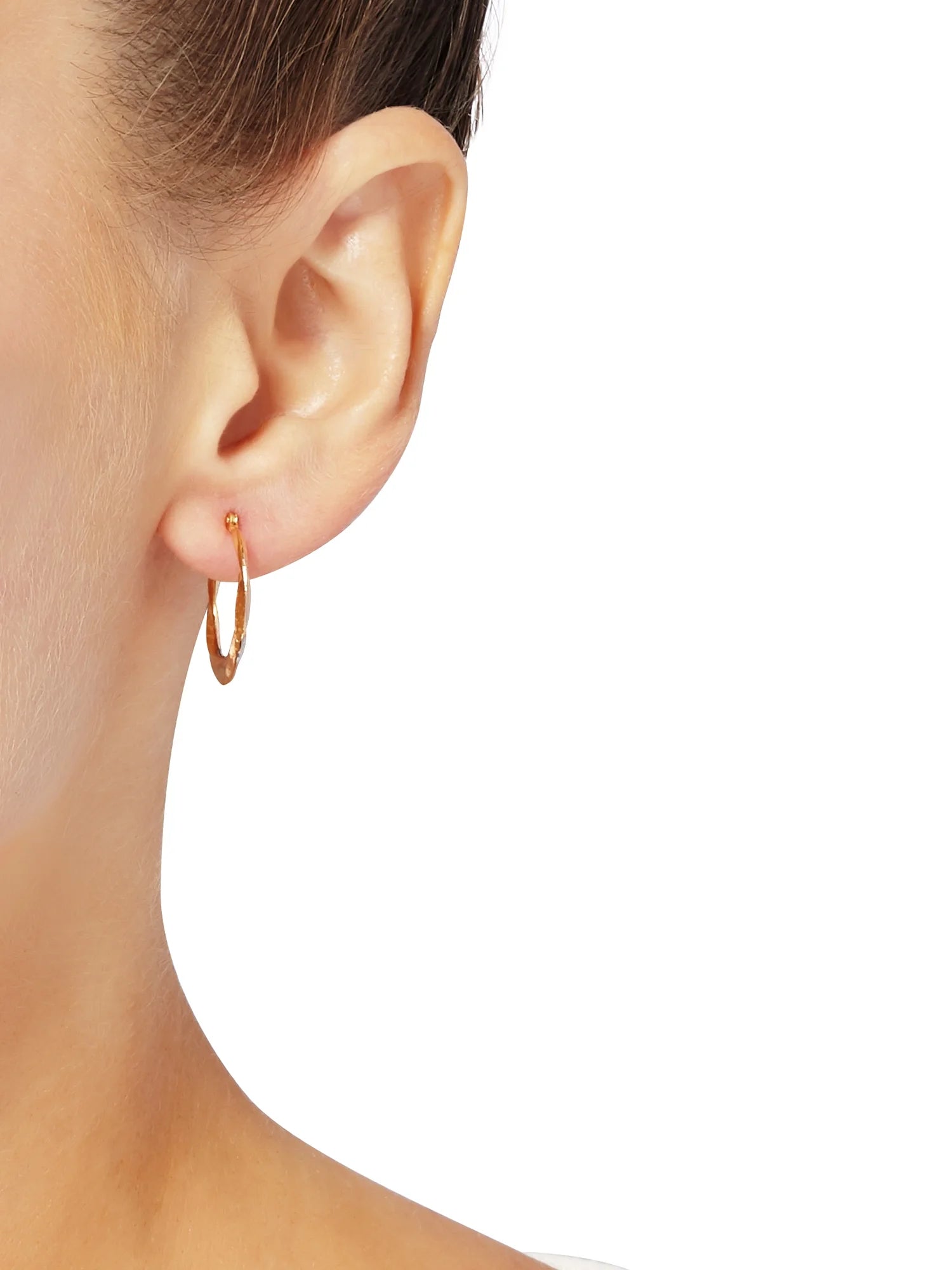 10K Rose Gold with Yellow and White Rhodium Plate round Swirl Hoop Earrings