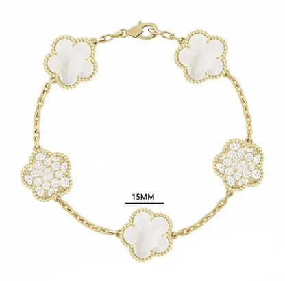Clover Bracelet for Men and Women Jewelry Leaf Bracelets 18K Gold Silver Plate Agate Diamond Fashion Charm Chain Wedding Gift Party