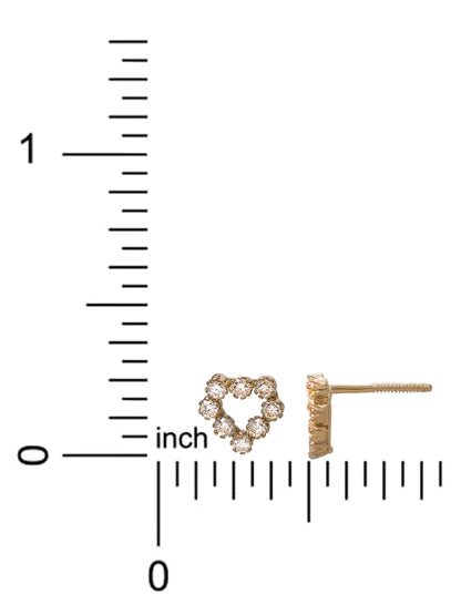 Girls' 14K Yellow Gold Cubic Zirconia Heart Cluster Stud Earrings