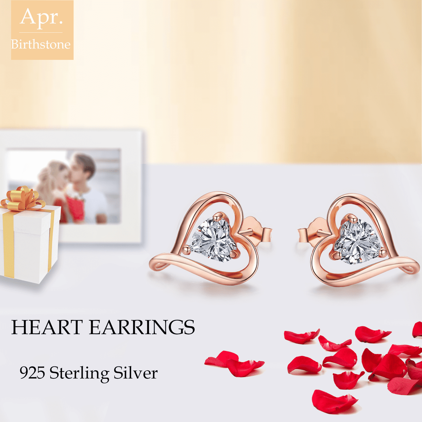 Heart Earrings for Women Sterling Silver 925 ,5A Cubic Zircon Jewelry Festival Gift for Her