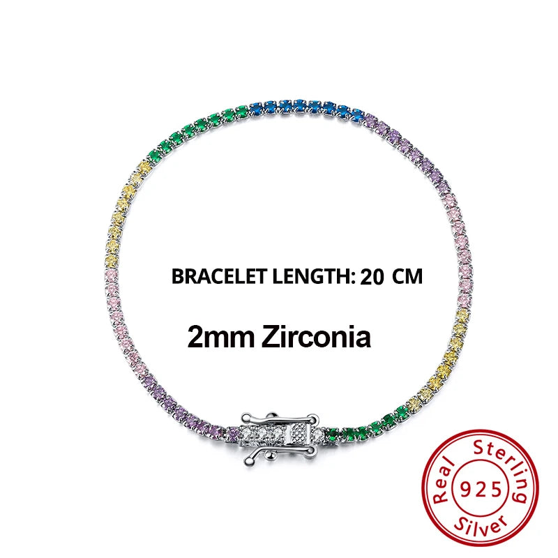 4Mm round Cut Tennis Bracelet in 925 Sterling Silver White Gold Woman Men Bracelets Bangle Jewelry Hand Chain SB94