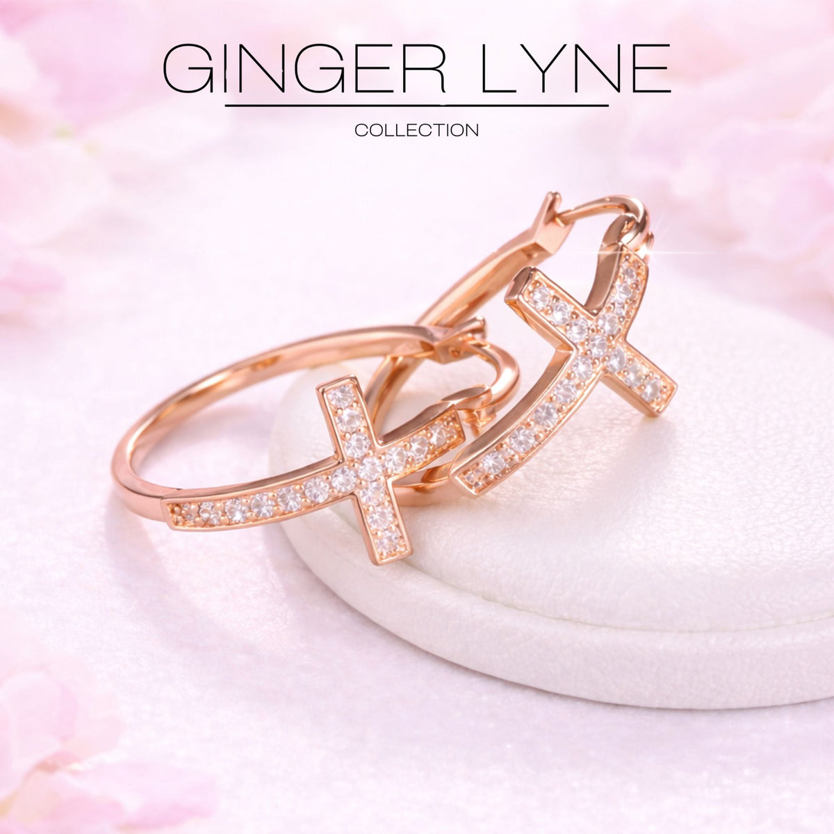Cross Hoop Earrings for Women Cubic Zirconia
