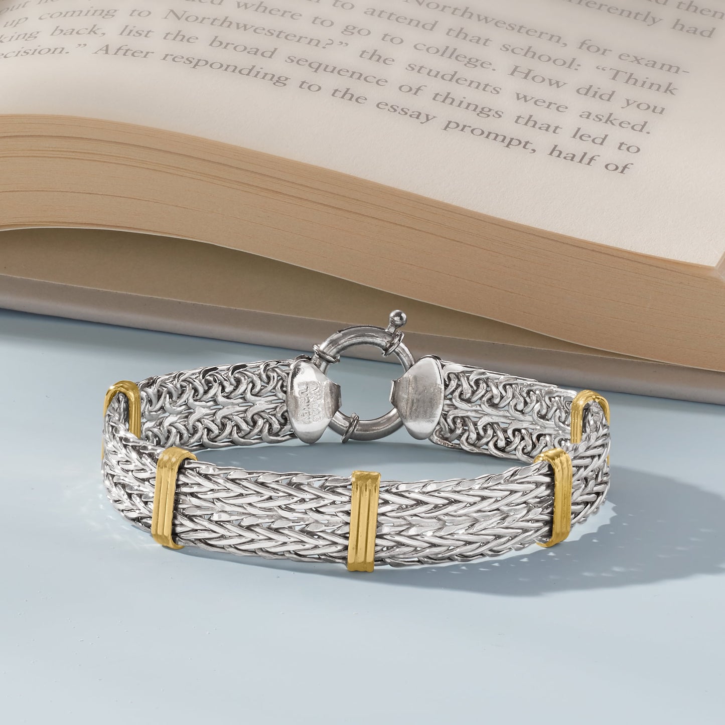 Two-Tone Double Wheat-Link Bracelet in Sterling Silver and 14Kt Gold over Sterling, Women'S, Adult