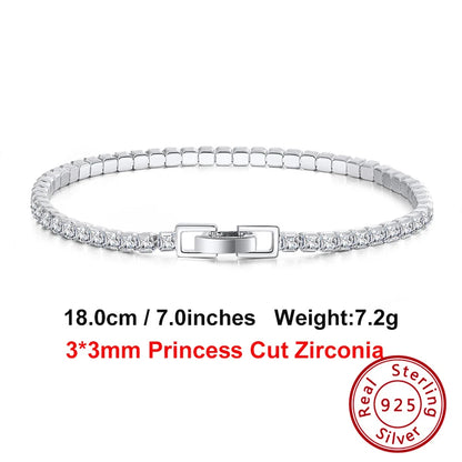4Mm round Cut Tennis Bracelet in 925 Sterling Silver White Gold Woman Men Bracelets Bangle Jewelry Hand Chain SB94