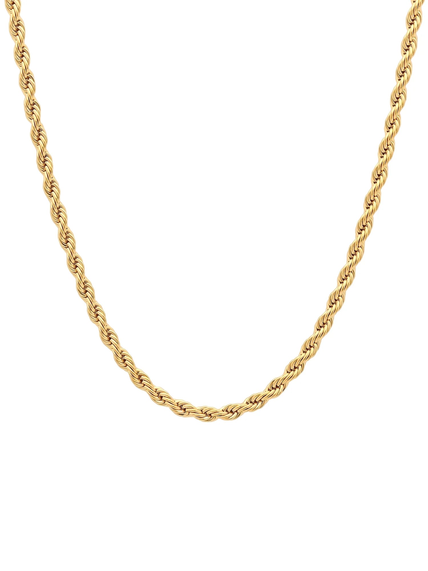 Men'S Gold-Tone Stainless Steel 2.3MM Rope Link 24" Chain Necklace -
