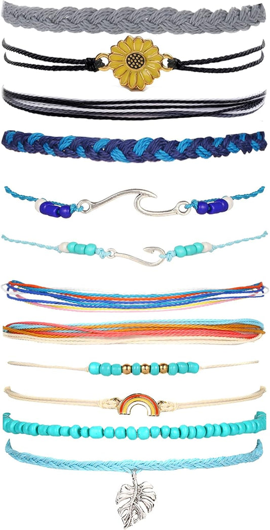 String Bracelets for Women Gifts Trendy Stuff Friendship Bracelets Waterproof Summer Ankle Bracelets Outfits Adjustable Wave Surfer Beach Bracelets Stocking Stuffers