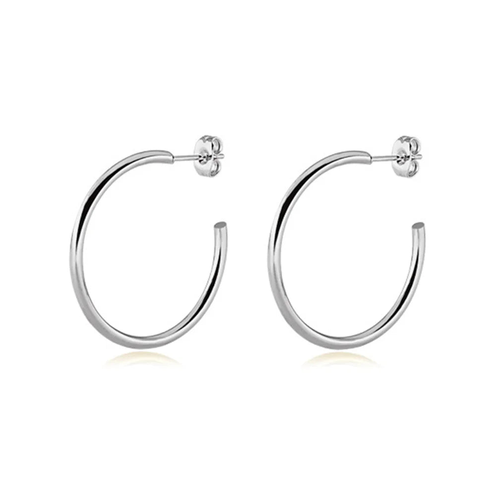New Fashion round Circle Earrings Female Gold Silver Color Stainless Steel Stud Earrings for Women 2023 Trend Party Jewelry Gift
