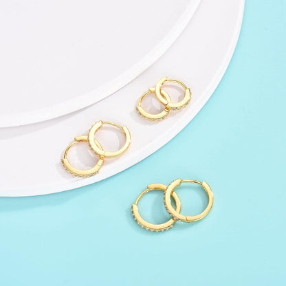 Silver Hoop Earrings for Women, 3 Pairs Small Sterling Silver Huggie Earrings | Tiny Cubic Zirconia Cartilage Cuff Earrings Hoop Piercing Jewellery for Men Teens (8Mm/10Mm/12Mm)