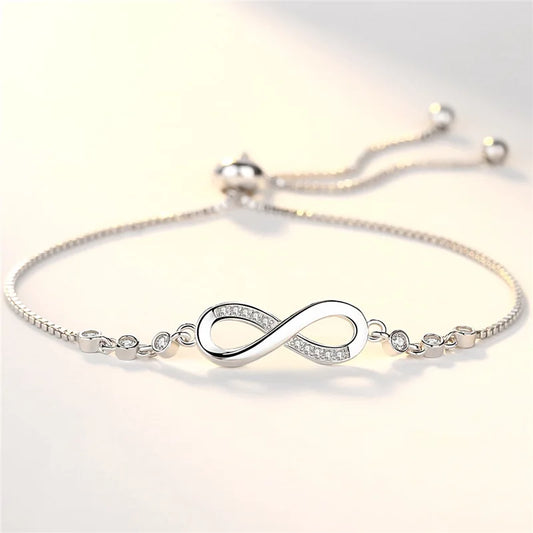 New Fine 925 Sterling Silver Pretty Crystal Bracelets for Women Fashion Jewelry Party Wedding Accessories Valentine'S Day Gifts