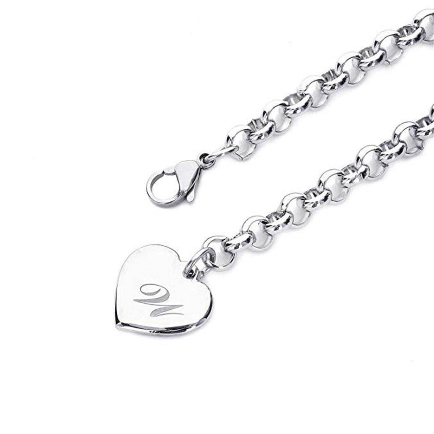 Bracelet for Women Initial Charm Bracelets for Teen Girls Stainless Steel Heart Charm Bracelets for Women 26 Letters Alphabet Bracelet Jewelry Gifts for Teenage Girls Accessories M