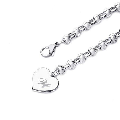 Bracelet for Women Initial Charm Bracelets for Teen Girls Stainless Steel Heart Charm Bracelets for Women 26 Letters Alphabet Bracelet Jewelry Gifts for Teenage Girls Accessories M