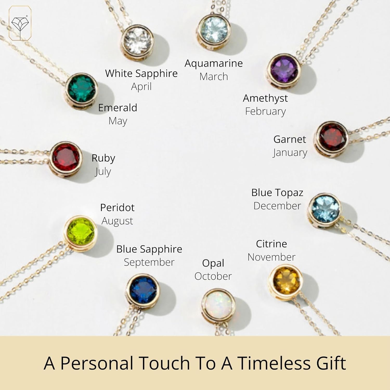 14K Gold Gemstone Pendant with 7Mm round Bezel Birthstone | Dainty round Necklace for Women with Gold 18 Inch Cable Chain | Secure Clasp Pendants with Gift Box
