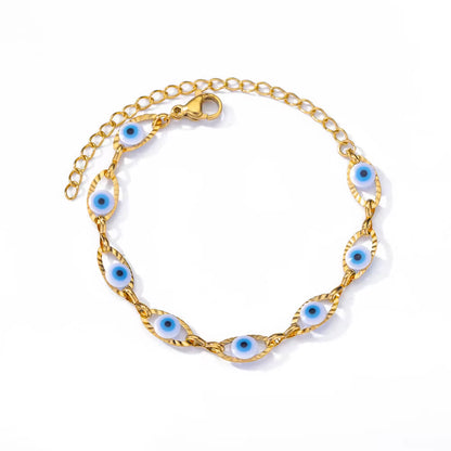 Gothic Rainbow Evil Eye Bracelets for Women Stainless Steel Gold Color Turkish Demon Chain Charm Bracelet Summer Beach Jewelry