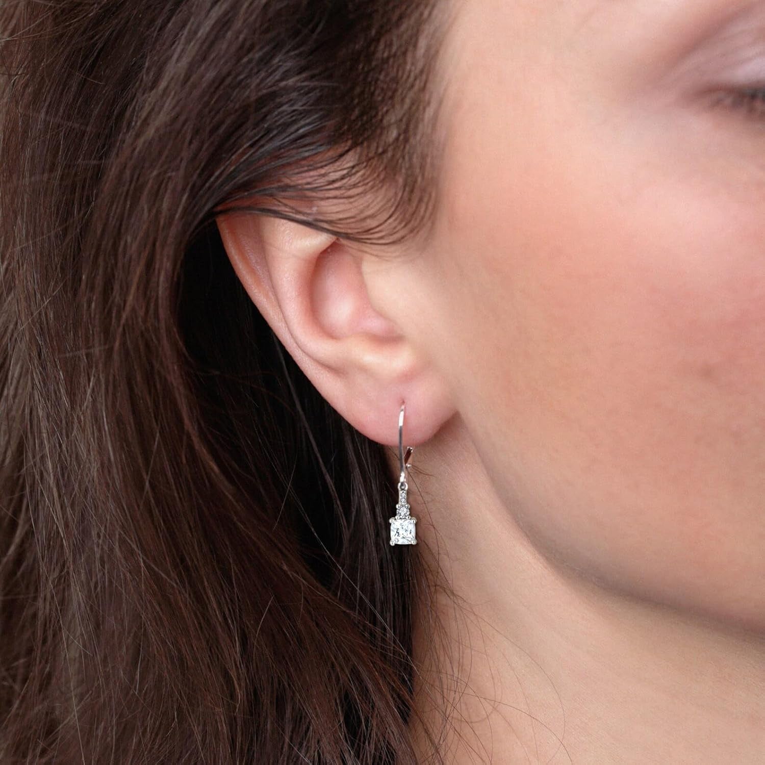 Women'S Dangle Earrings 925 Sterling Silver Princess Cut Leverback Earrings Gemstones Jewelry