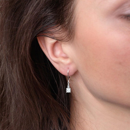 Women'S Dangle Earrings 925 Sterling Silver Princess Cut Leverback Earrings Gemstones Jewelry