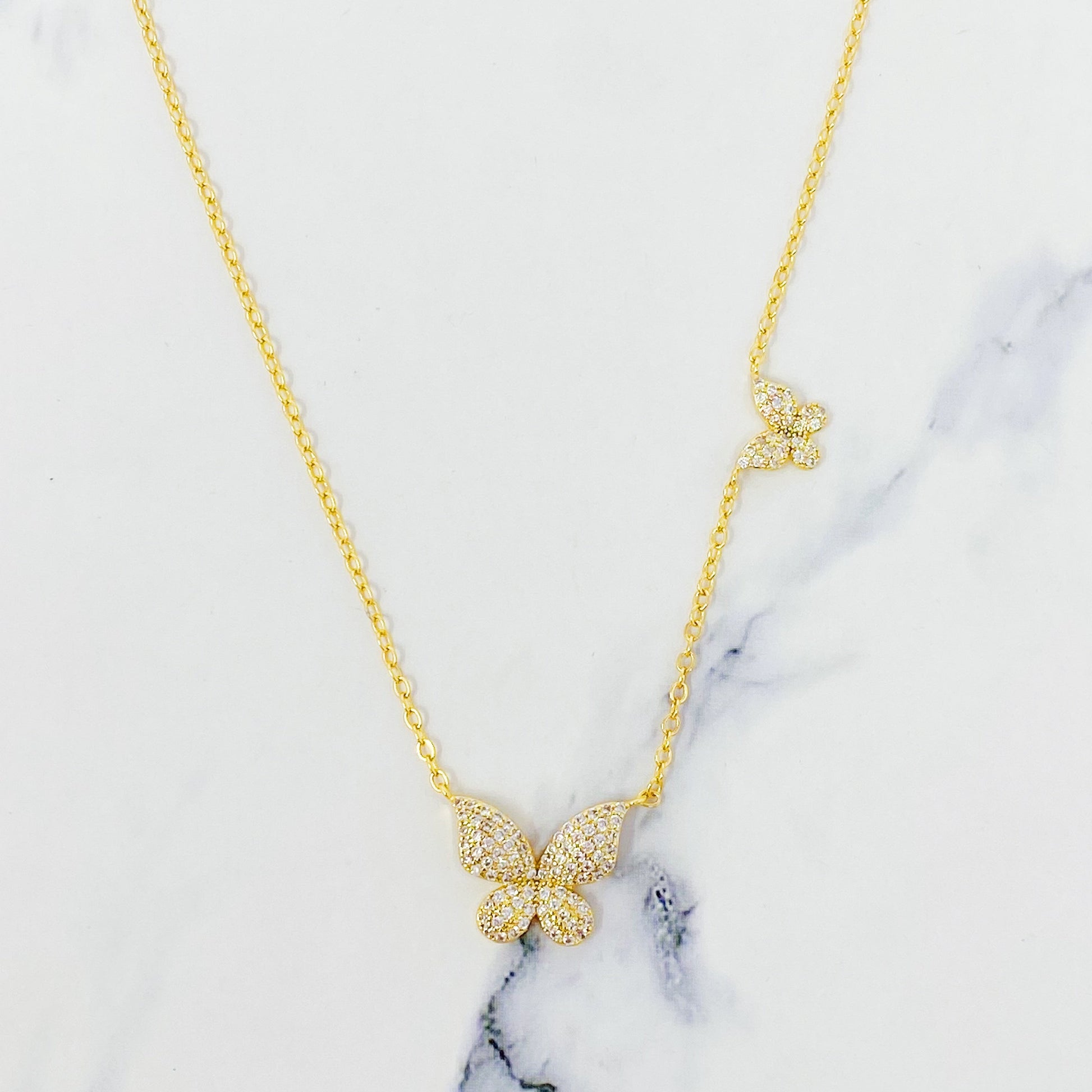 Double Shine Butterfly Necklace
