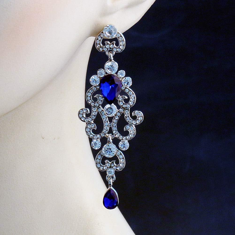 Exquisite Teardrop Crystal Bridal Wedding Earrings Vintage Chandelier Dangle Long Earrings for Women