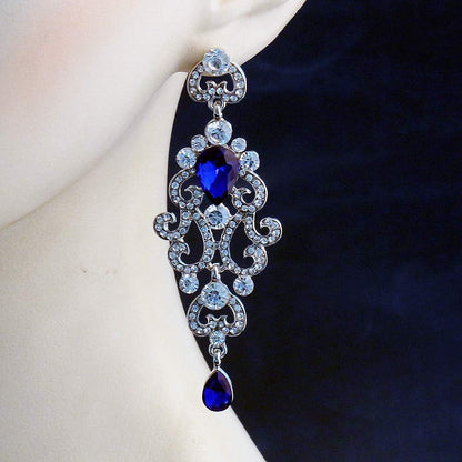 Exquisite Teardrop Crystal Bridal Wedding Earrings Vintage Chandelier Dangle Long Earrings for Women