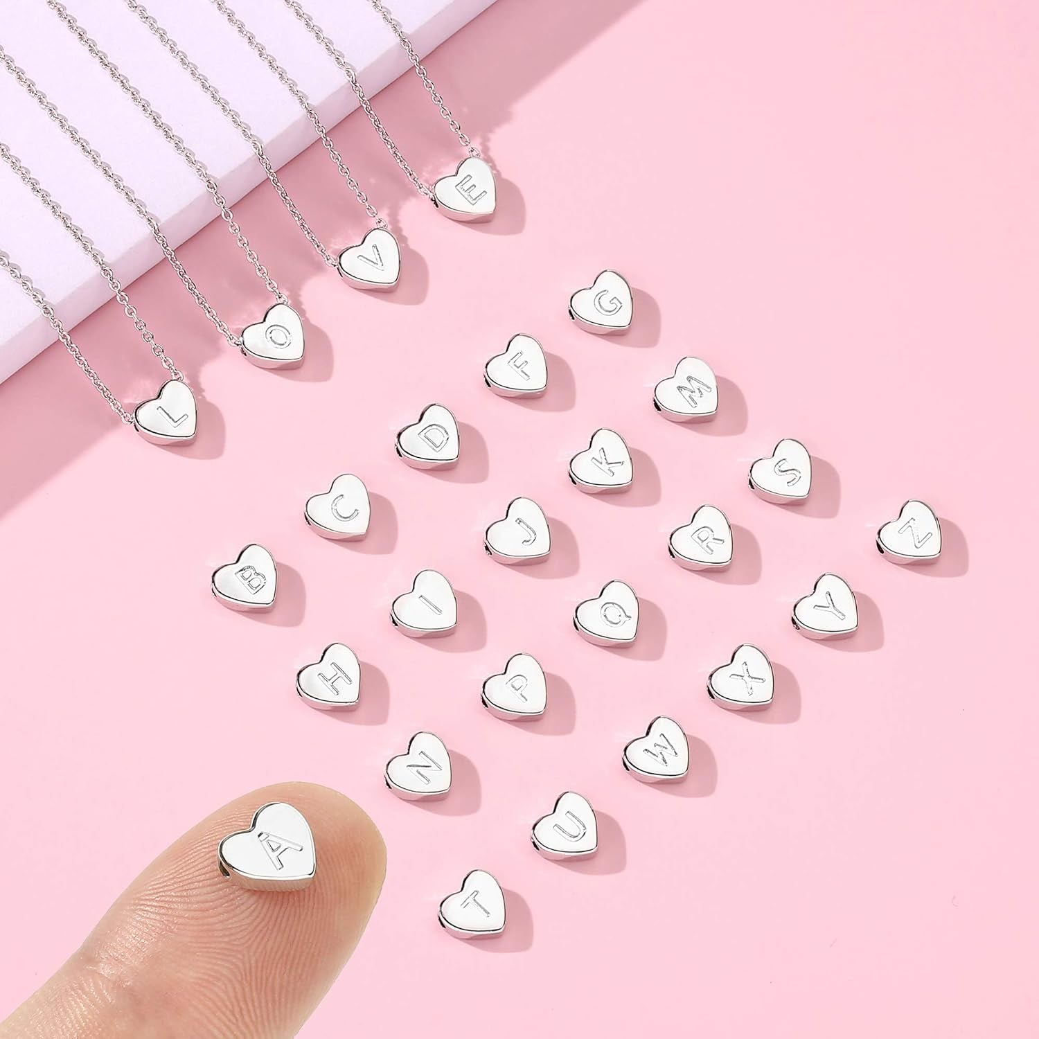 Heart Initial Necklace Gifts for Girls Women, S925 Sterling Silver Tiny Letter Necklace Birthday Gift for Kids Teen Girl Jewelry
