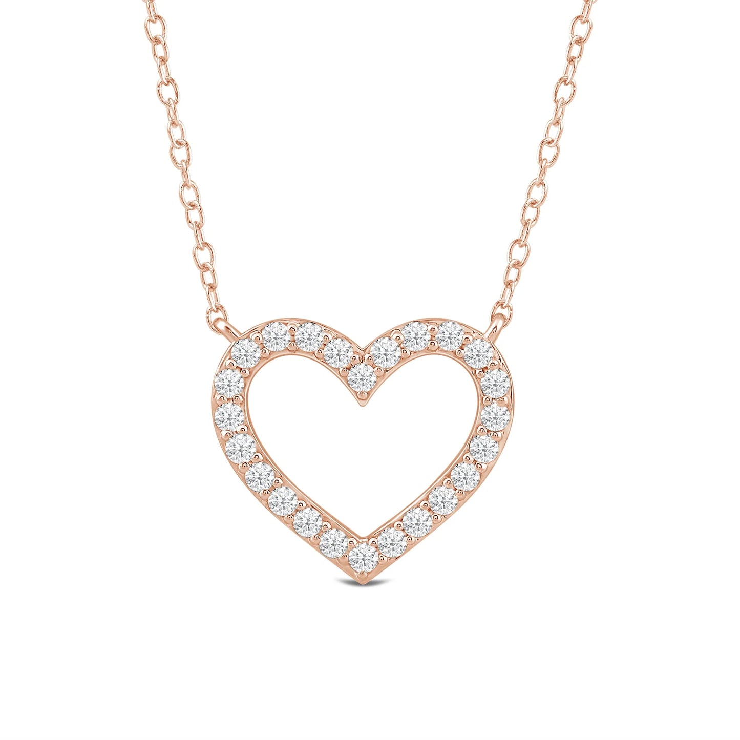 Petite Lab Created Diamond Studded Heart Necklace