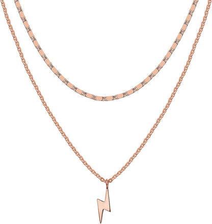 14K Gold Plated Layering Necklaces | Stylish Minimalist Design Pendant Necklaces | Butterfly, Heart, Lock, Evil Eye, Coin, Lightning Bolt, Circle, Cross Pendants for Women
