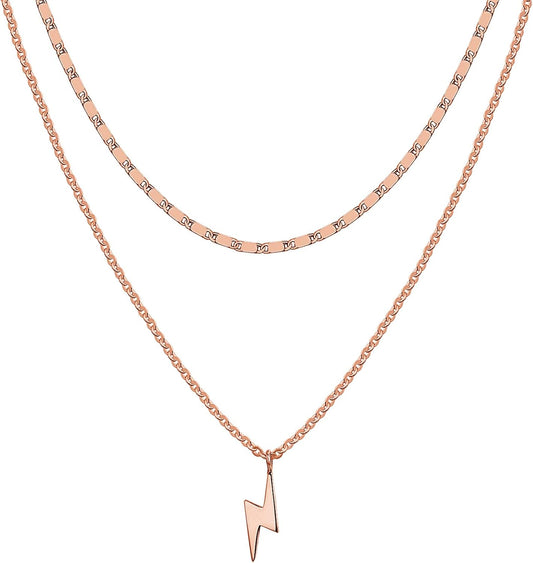 14K Gold Plated Layering Necklaces | Stylish Minimalist Design Pendant Necklaces | Butterfly, Heart, Lock, Evil Eye, Coin, Lightning Bolt, Circle, Cross Pendants for Women