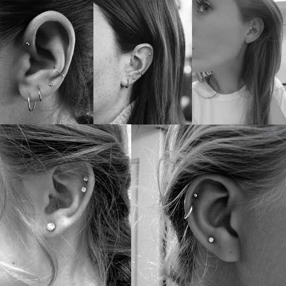 Sterling Silver Stud Earrings for Women- 2 Pairs of Small Cartilage Tragus Stud Earrings Set, 2Mm Tiny Cubic Zirconia Earrings round Ball Earrings & Pearl Earrings