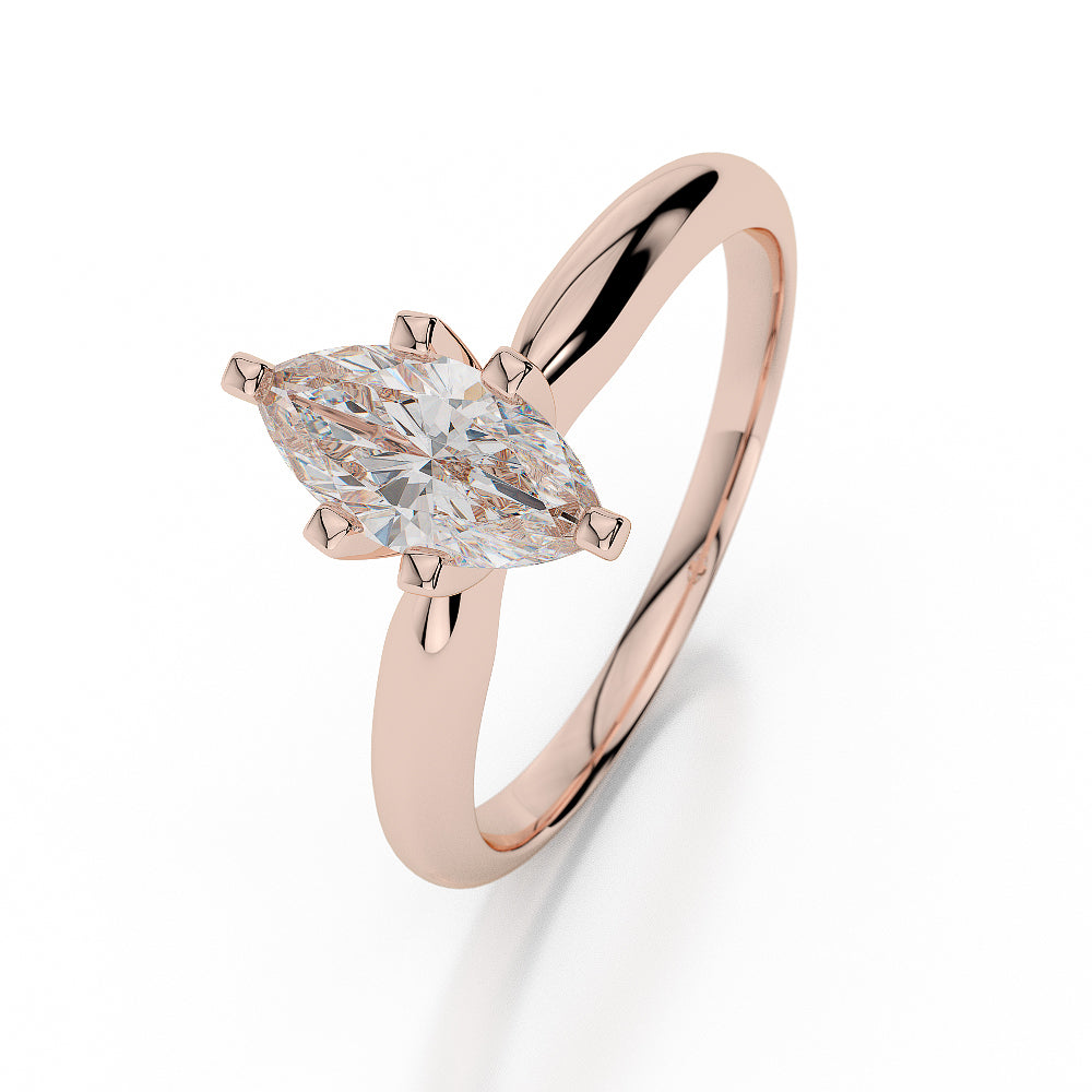 2.50 Ct Marquise Solitaire Engagement Wedding Ring Solid 14K Rose Pink Gold