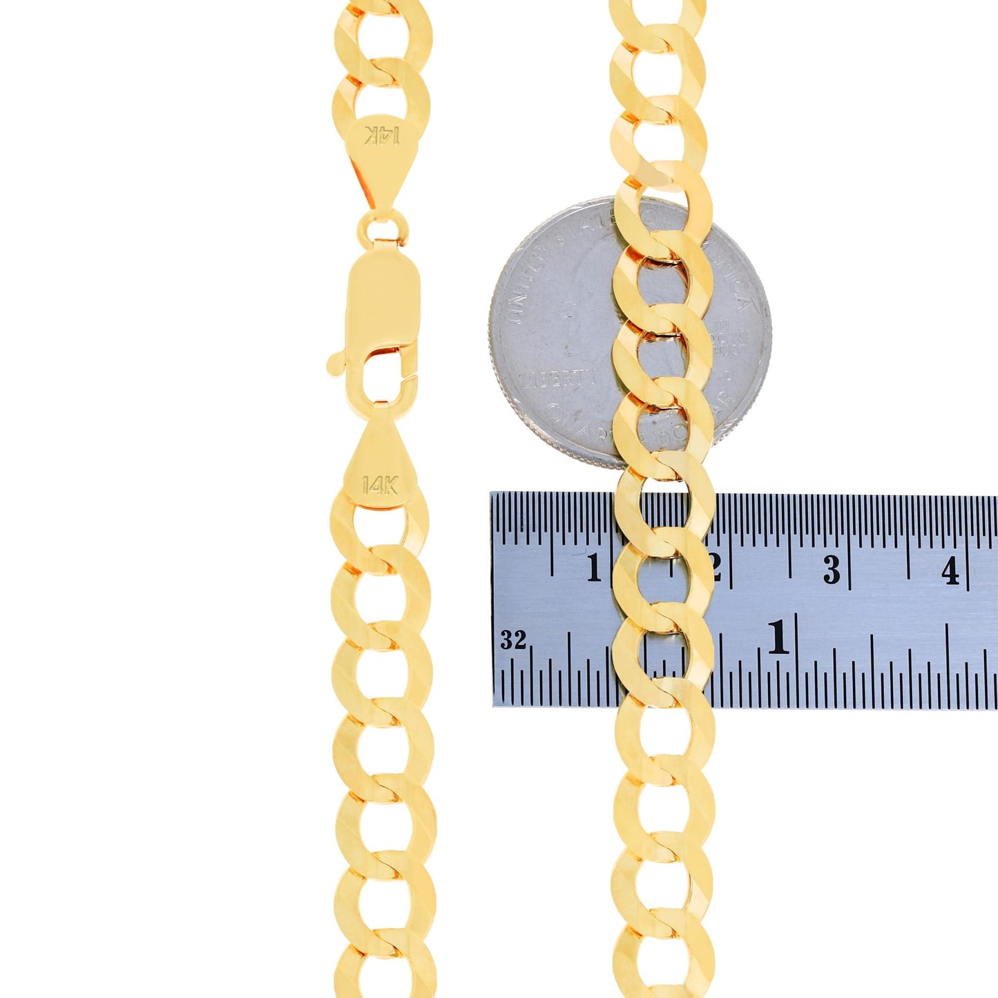 14K Real Yellow Gold Solid Cuban Curb Link 8Mm Chain Bracelet (7"-9") Italian Jewelry for Men