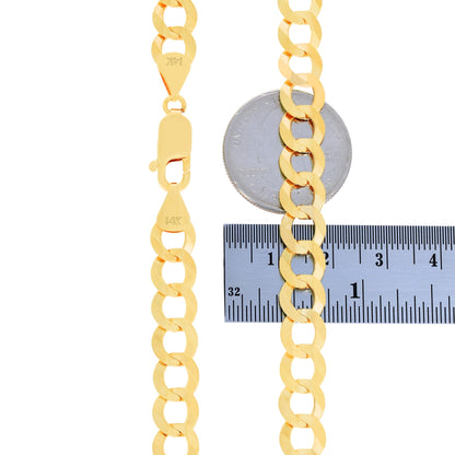 14K Real Yellow Gold Solid Cuban Curb Link 8Mm Chain Bracelet (7"-9") Italian Jewelry for Men