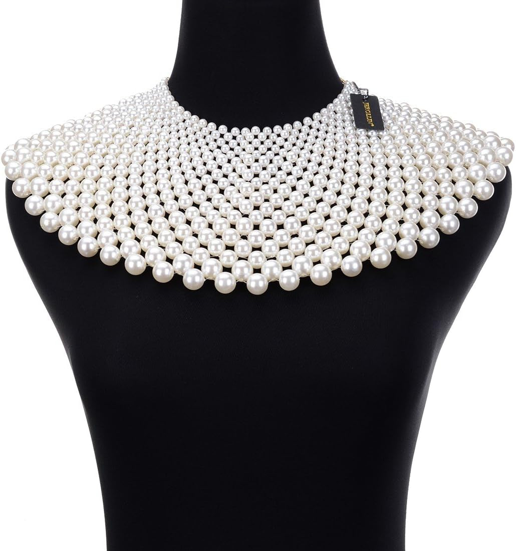 Bib Collar Necklace Chunky Ccb/Crystal/Pearl Resin Beads Chain Choker Statement Necklace Womens Fashion Jewelry Necklace