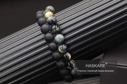 Tiger Eye Bracelet Mens Womens Natural Stones Lava Tiger Eye Beads Bracelet Adjustable 7.5"-11", Couples