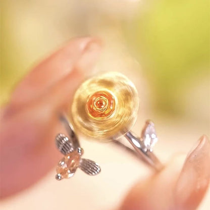 Daisy Flower Fidget Rings for Women Adjustable Open Finger Bands CZ Sunflower You Are My Sunshine Rings Spinner