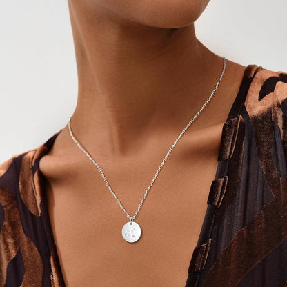 Gold Necklace Coin Disc Zodiac 12 Constellation Star Connected Engraved Horoscope Sign Astrology Pendant 18K Gold Plated Chain Dainty Personalized Simple Jewelry