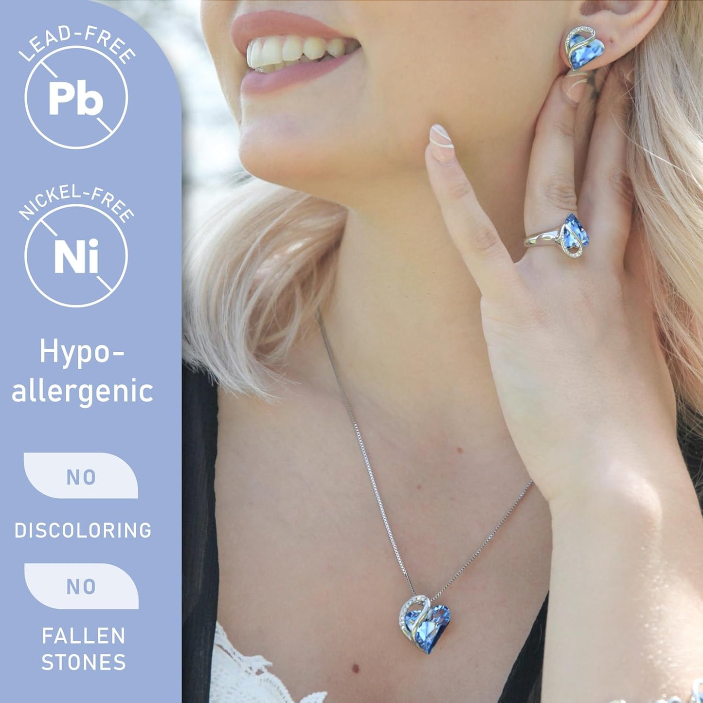Necklaces for Women, Infinity Love Birthstone Heart Crystal Pendant, Birthday Jewelry Gifts for Her, Mom, and Wife, Silver Plated, 18 plus 2 Inch Adjustable Chain