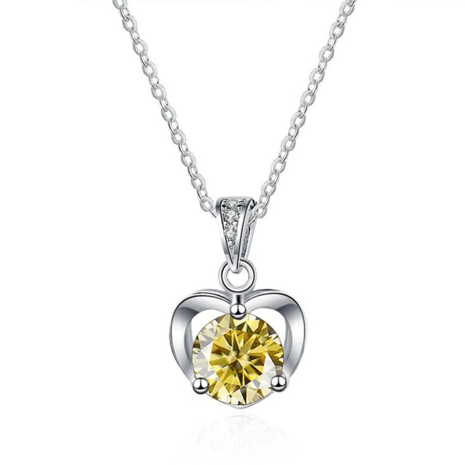 Heart Pendant Necklaces for Women, 1CT Moissanite Diamond Necklace, D Color VVS1 Blue Green Pink Moissanite Necklaces,925 Sterling Silver Heart Jewelry Gifts with Certificate