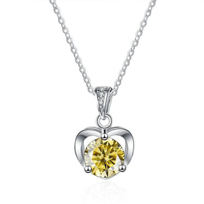 Heart Pendant Necklaces for Women, 1CT Moissanite Diamond Necklace, D Color VVS1 Blue Green Pink Moissanite Necklaces,925 Sterling Silver Heart Jewelry Gifts with Certificate