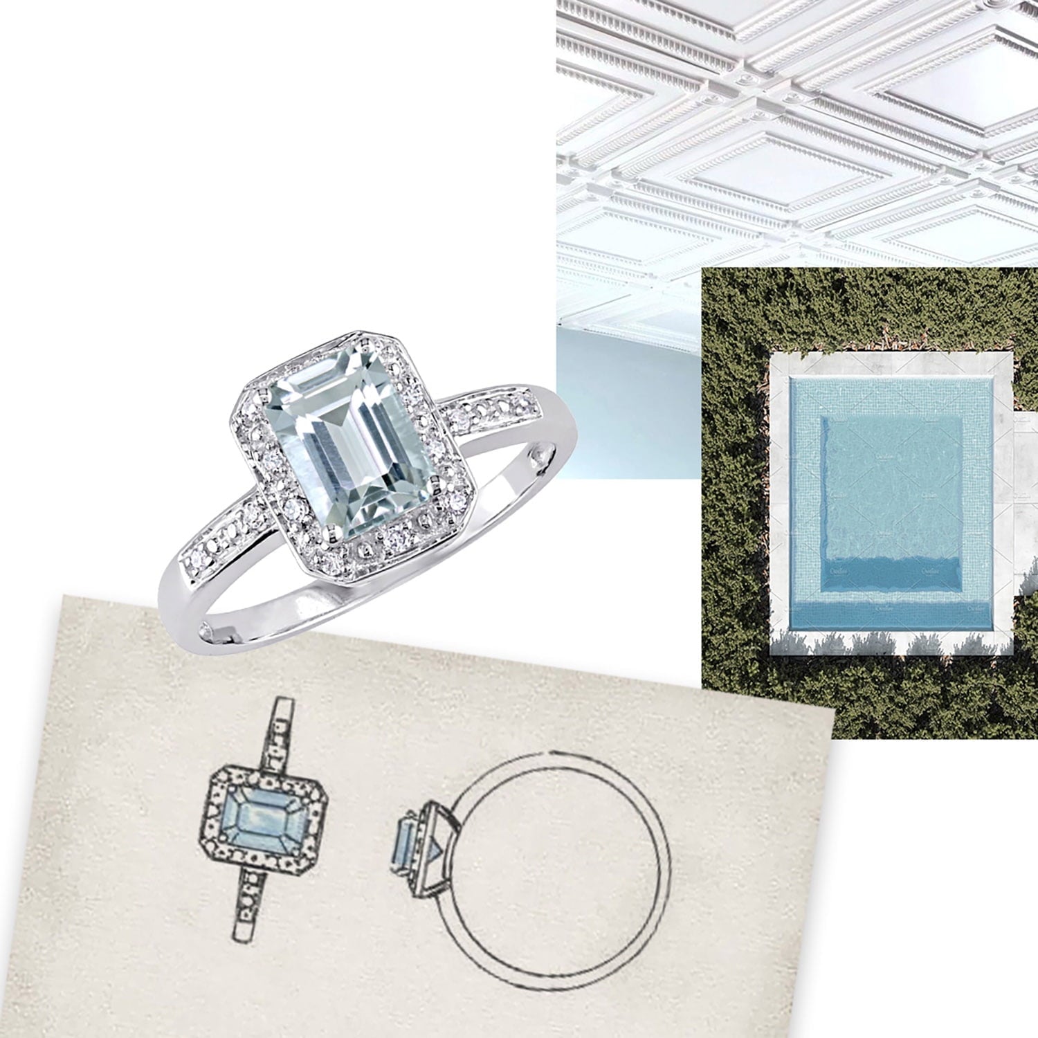 Women'S Aquamarine 10K White Gold Ring