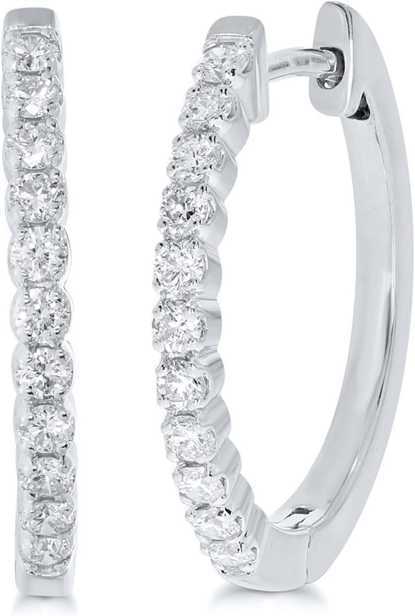 Dangling Lab Grown Diamond Hoop Earrings for Women| 3/4-2 CT. TW. GH Color VS SI Clarity | White or Yellow Gold Plated 925 Sterling Silver Diamond Earring Set