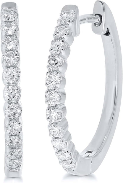 Dangling Lab Grown Diamond Hoop Earrings for Women| 3/4-2 CT. TW. GH Color VS SI Clarity | White or Yellow Gold Plated 925 Sterling Silver Diamond Earring Set