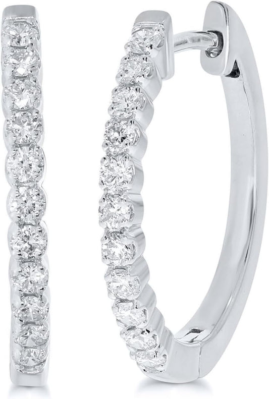 Dangling Lab Grown Diamond Hoop Earrings for Women| 3/4-2 CT. TW. GH Color VS SI Clarity | White or Yellow Gold Plated 925 Sterling Silver Diamond Earring Set