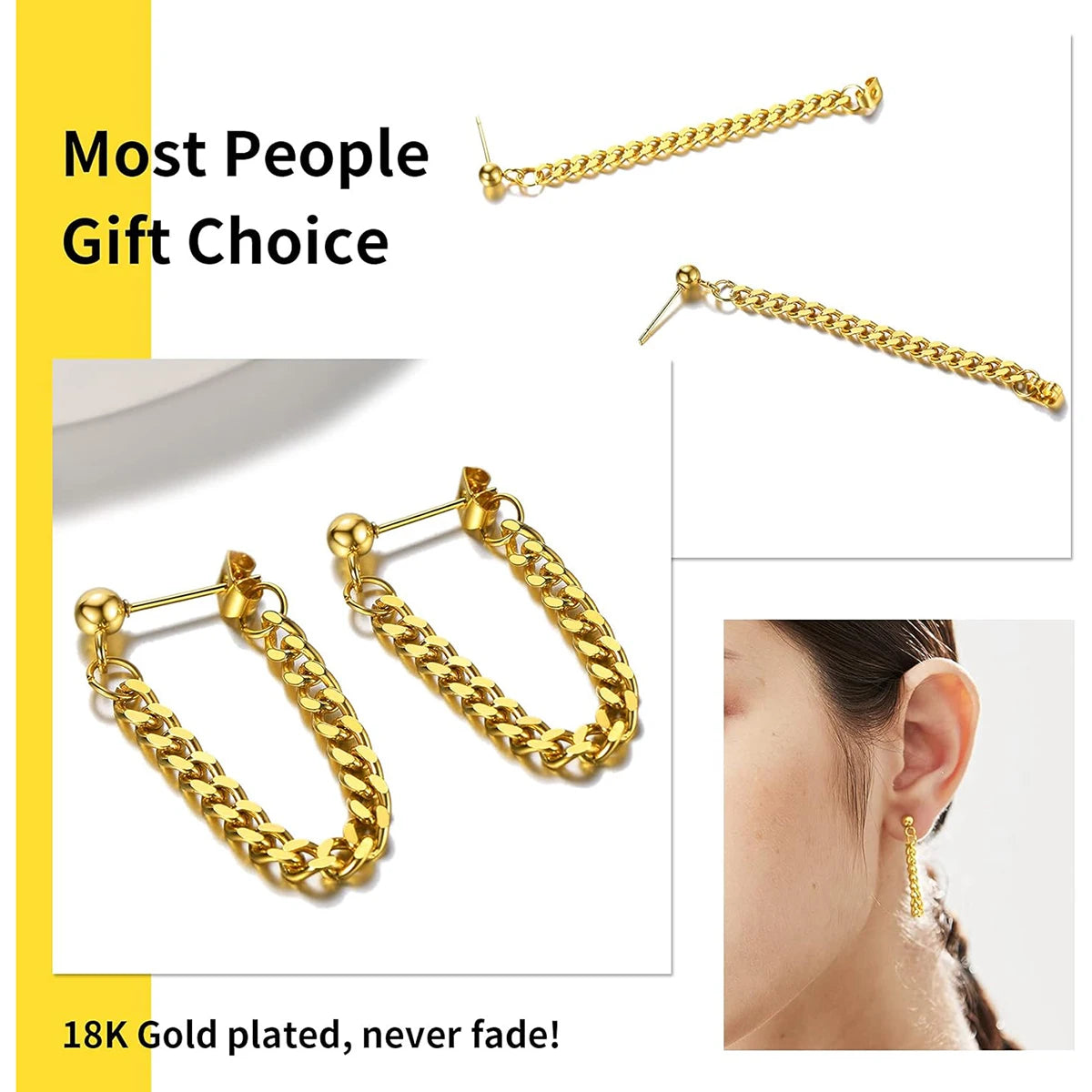2 Pairs Stud Earrings Stainless Steel Punk Hypoallergenic Hoop Earrings for Men Women Jewelry Gift