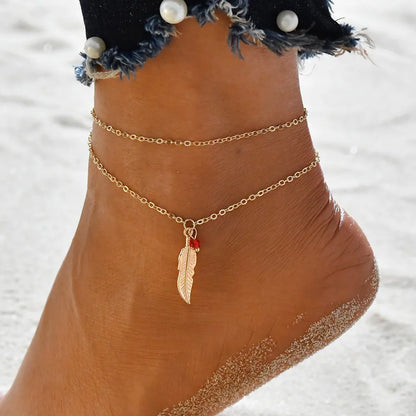 3Pcs/Set Gold Color Simple Chain Anklets for Women Beach Foot Jewelry Leg Chain Ankle Bracelets Women Accessories