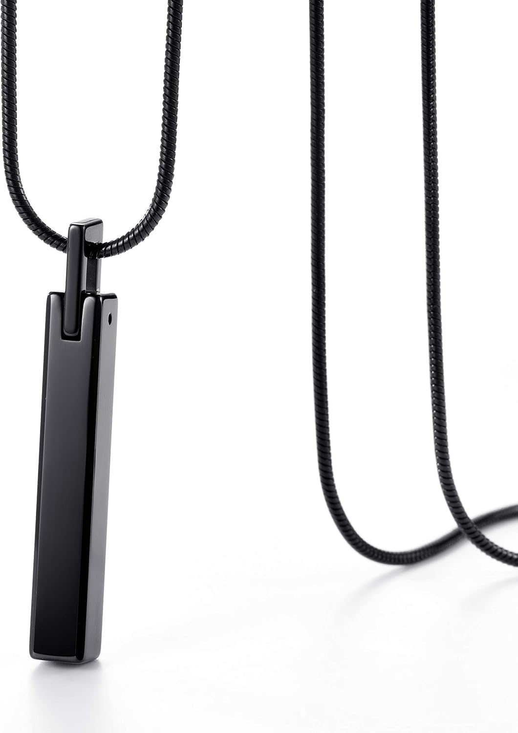 Men'S Tungsten Steel Bar Pendant Necklace with 22 Inches Stainless Steel Snake Chain