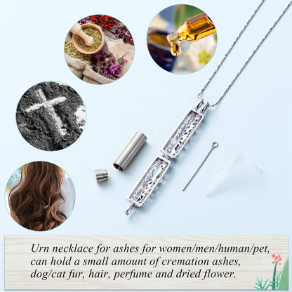 Cylinder Cremation Jewelry Tree of Life Urn Ashes Necklace for Women Men Vial Cremation Ash Pendant Loved One Memorial Jewelry