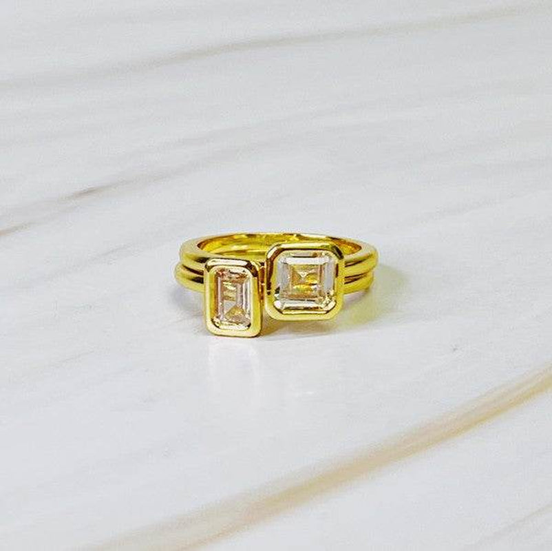 Asscher Cut Duo Ring Set of 2
