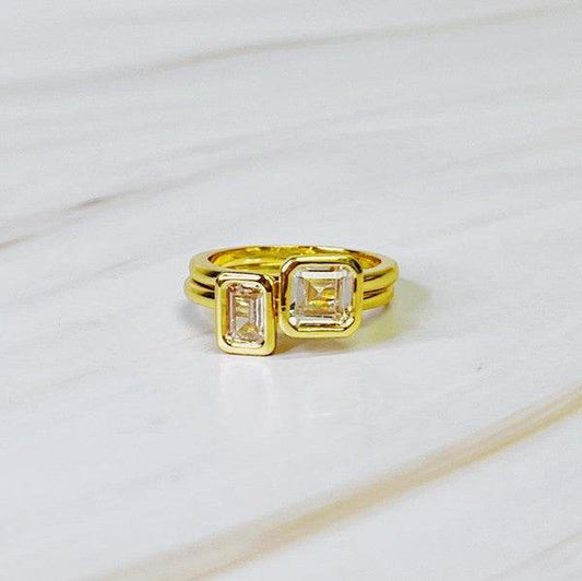 Asscher Cut Duo Ring Set of 2