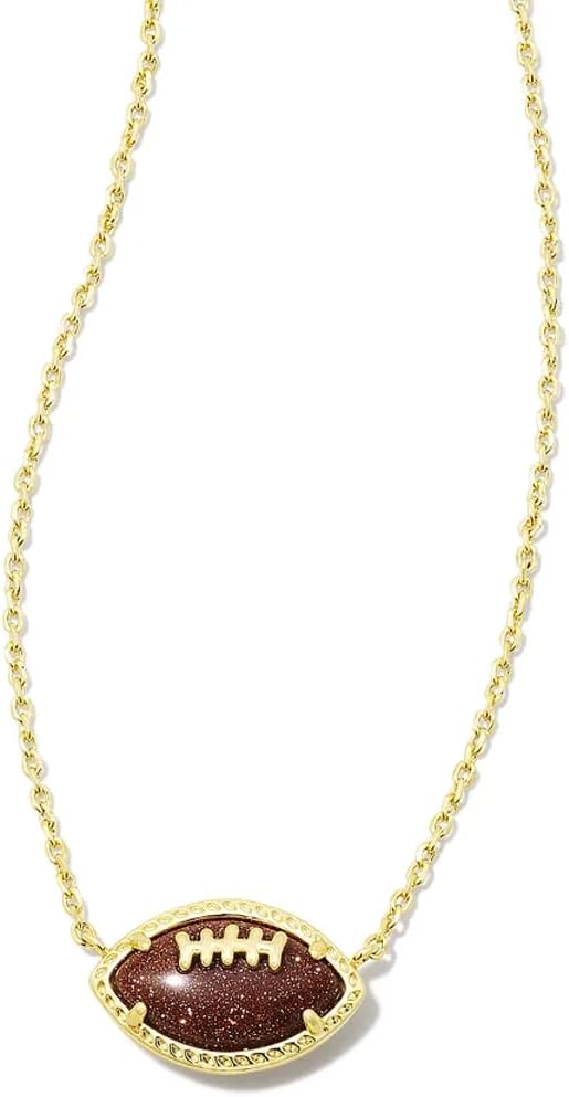 Gold Football Pendant Necklace with Orange Goldstone– Kendra Scott