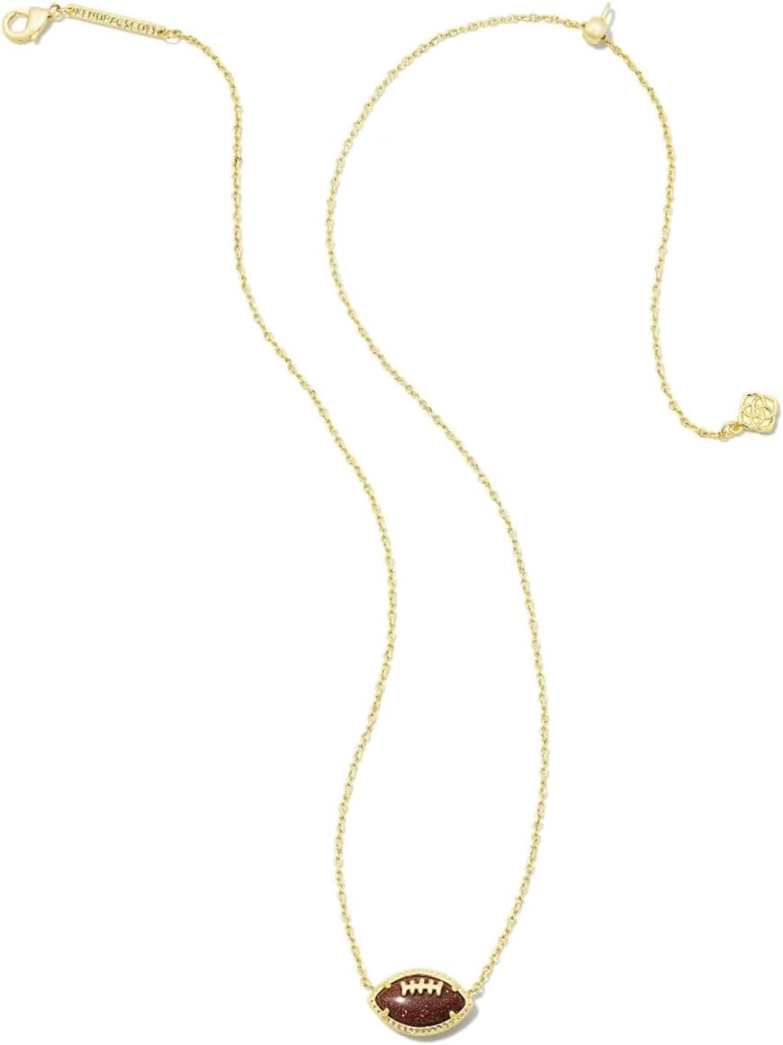 Gold Football Pendant Necklace with Orange Goldstone– Kendra Scott