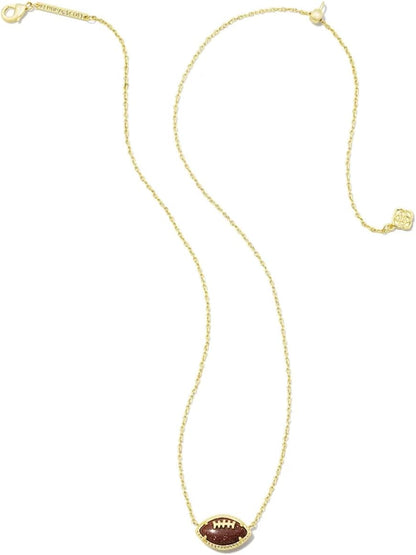 Gold Football Pendant Necklace with Orange Goldstone– Kendra Scott